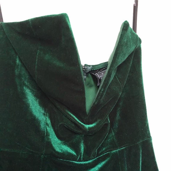 Strapless Hunter Green Velvet Dress - Picture 2 of 5